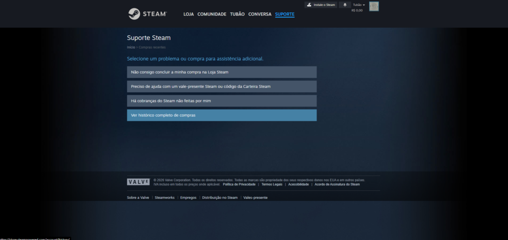 Como pedir reembolso na Steam passo 2
