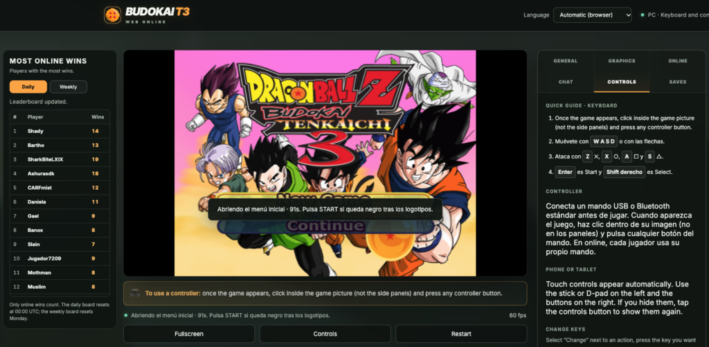 dragonball tenkaichi 3 navegador